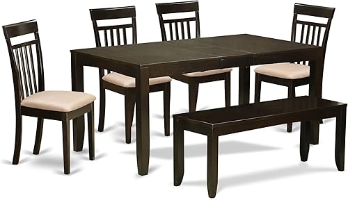Miniatura 11 de East West Furniture LYCA7-CAP-W - Juego de comedor de 7 piezas compuesto por una mesa de comedor rectangular con hojas de mariposa y 6 sillas de