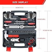 Vista 3 de Kit de herramientas de reparación del hogar de 57 piezas, juego de herramientas manuales básicas para el hogar, juegos de herramientas de reparación