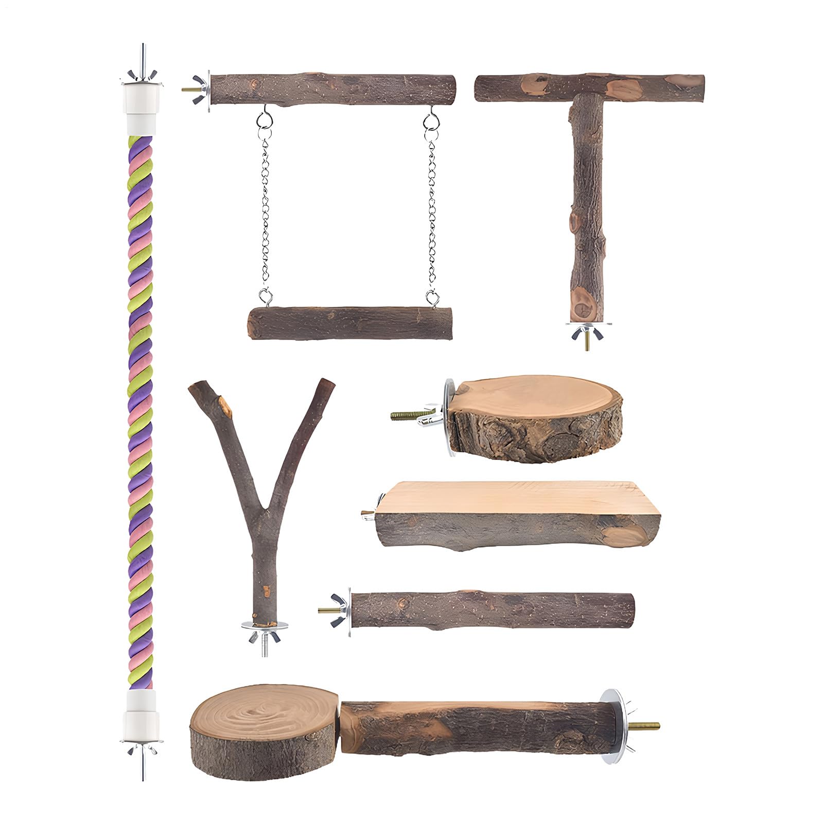 Perchoir pour oiseaux : 8 branches d'exercice de cage pour perruche, calopsitte et conure