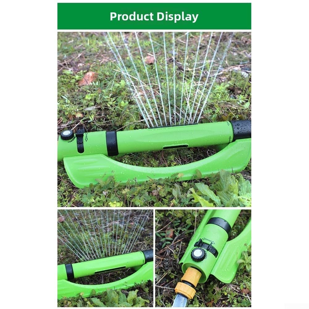 Irrigatore oscillante da giardino 3 in 1 con ugello a spruzzo regolabile, sistema di irrigazione idraulico per prato, ampia copertura fino a 270 m², struttura in ABS, verde