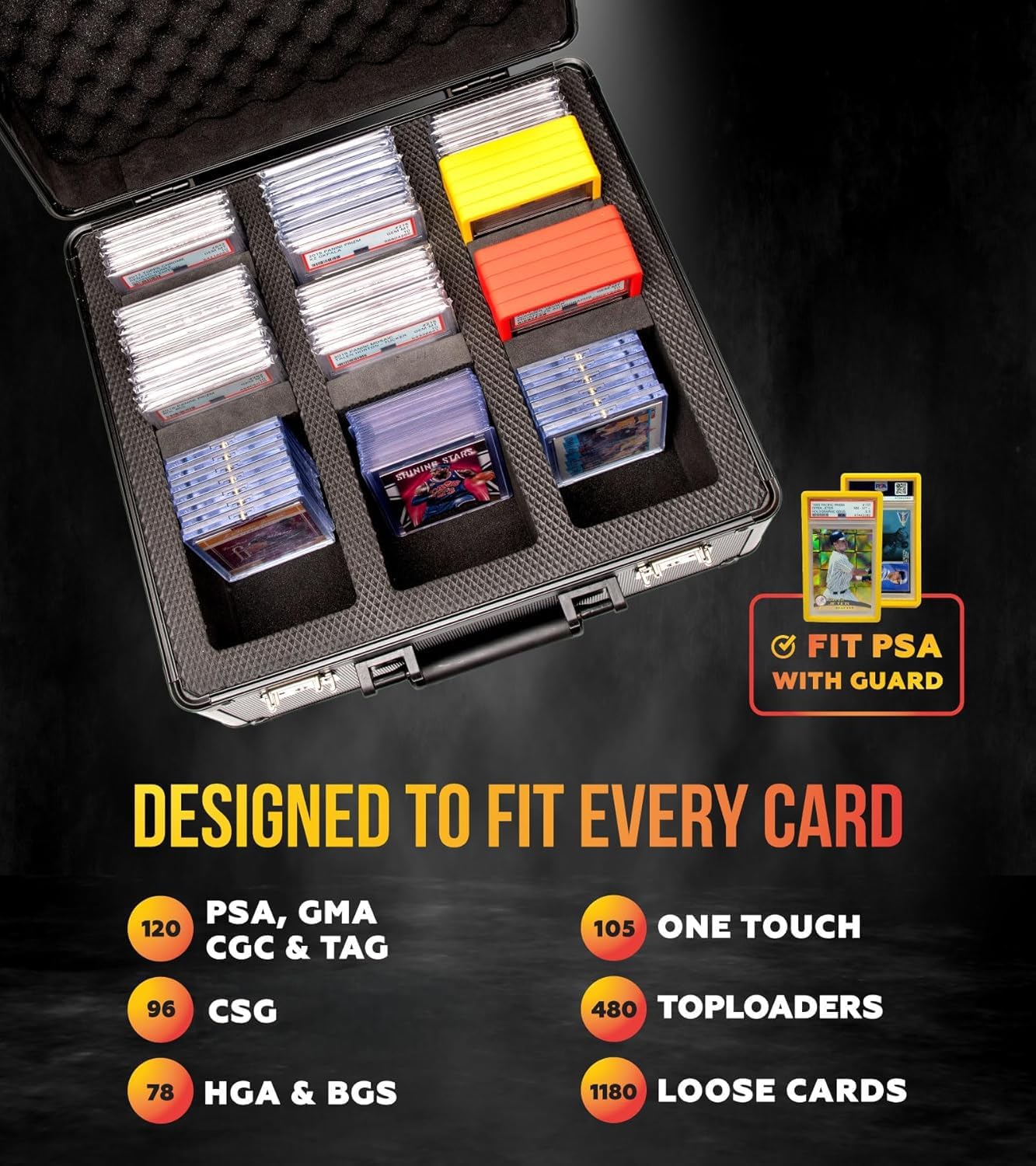 SLAB ARMOR 3 Row Graded Card Storage Box PSA Card Slab Case For Graded cards Hold 120+ Slabs Graded Card Case PSA Graded Card Storage Sports Baseball Card Collector Gifts (LIME GREEN)