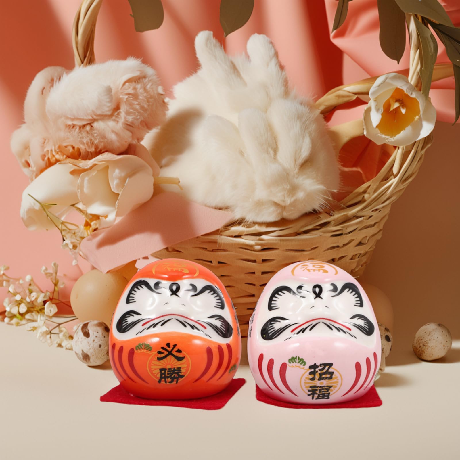 Zerodeko MuñEca Japonesa De Porcelana Mini Zen Figura Tradicional para DecoracióN del Hogar Y Auto Amuleto De Buena Suerte Riqueza Y Seguridad 4.8 x 4.5 x 4.5cm