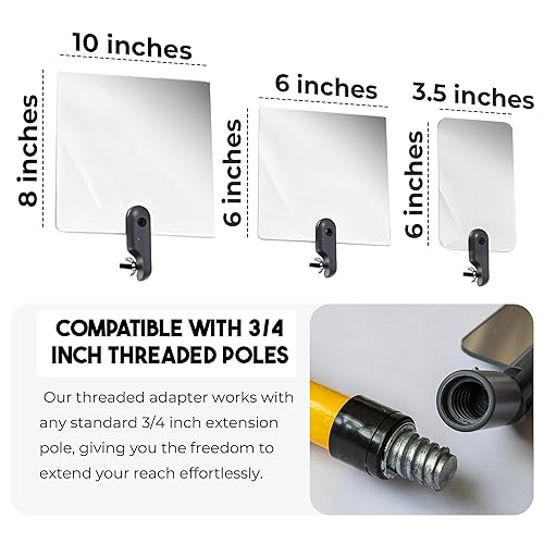 Miniatura 5 de Espejo de inspección Flex Vue con adaptador roscado, 3.5 pulgadas x 6 pulgadas