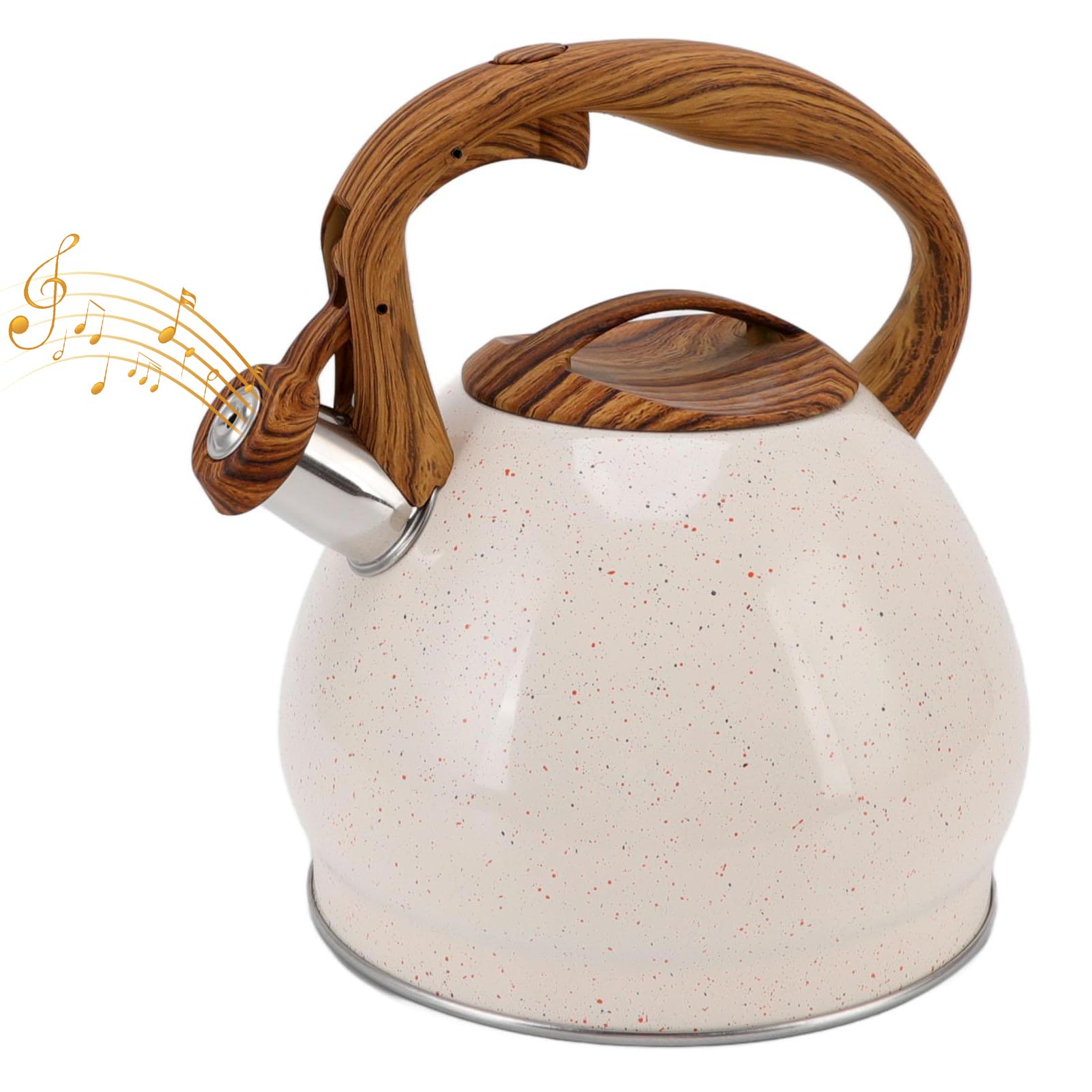 Bouilloire Sifflante Inox 3L Hominas – Poignée Bois Vintage, Induction & Tous Feux, Sifflet Automatique