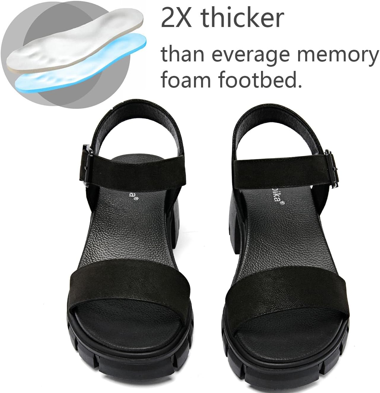 Luoika Women's Wide Width Block Heel Open Toe Sandals - Image 5