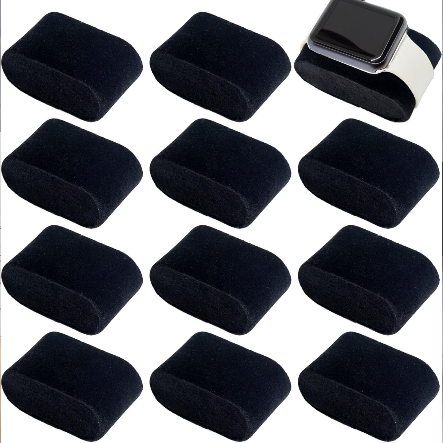 Framendino, 12 Pack Black Velvet Bracelet Pillow Watch Display Jewelry Stand with for Small Business Selling Home Bangle Storage
