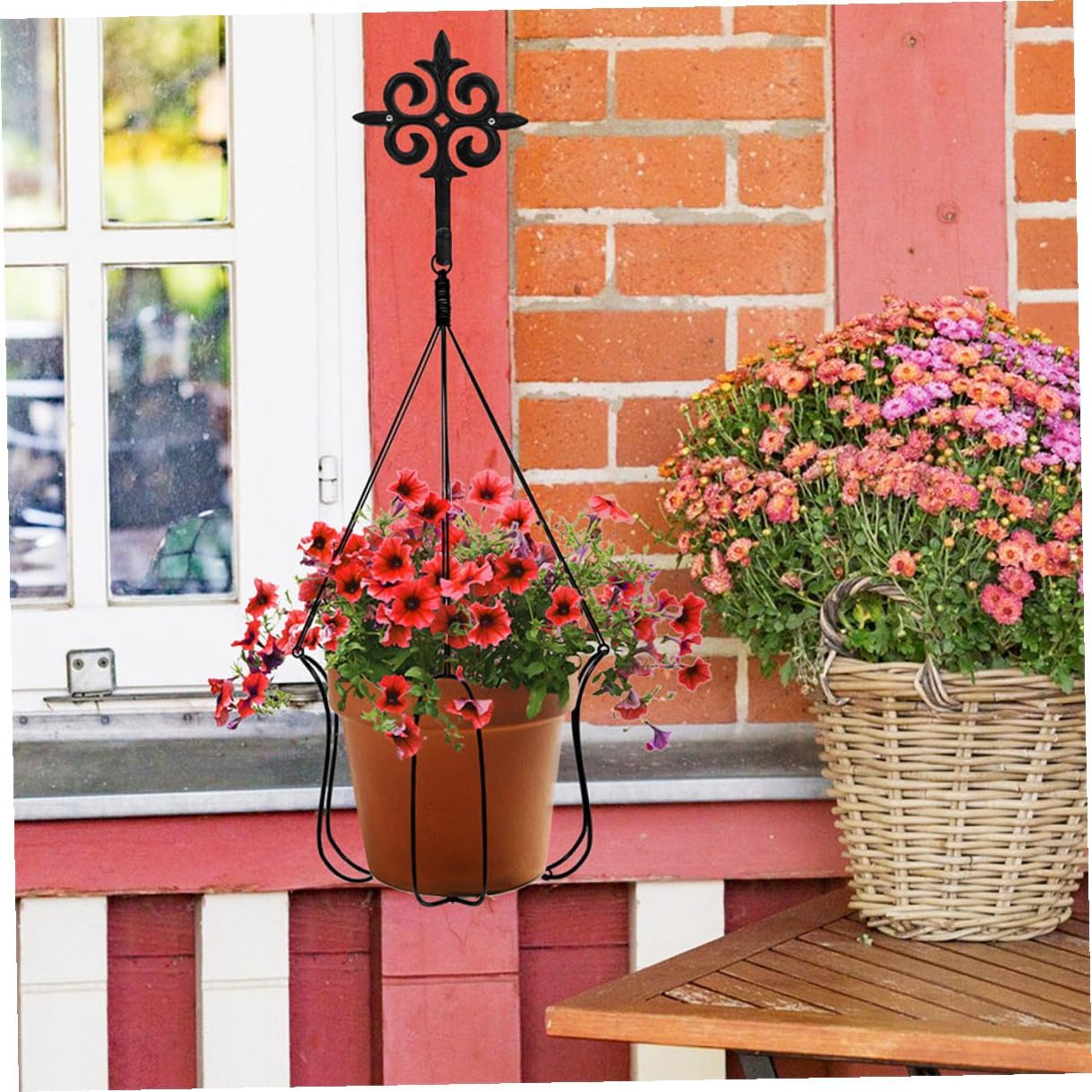 3pcs Outdoor Hanging Planter Hooks Metal Flowerpot Bracket Hooks for Garden Bonsai Support and Bird Feeder Hanging Rack