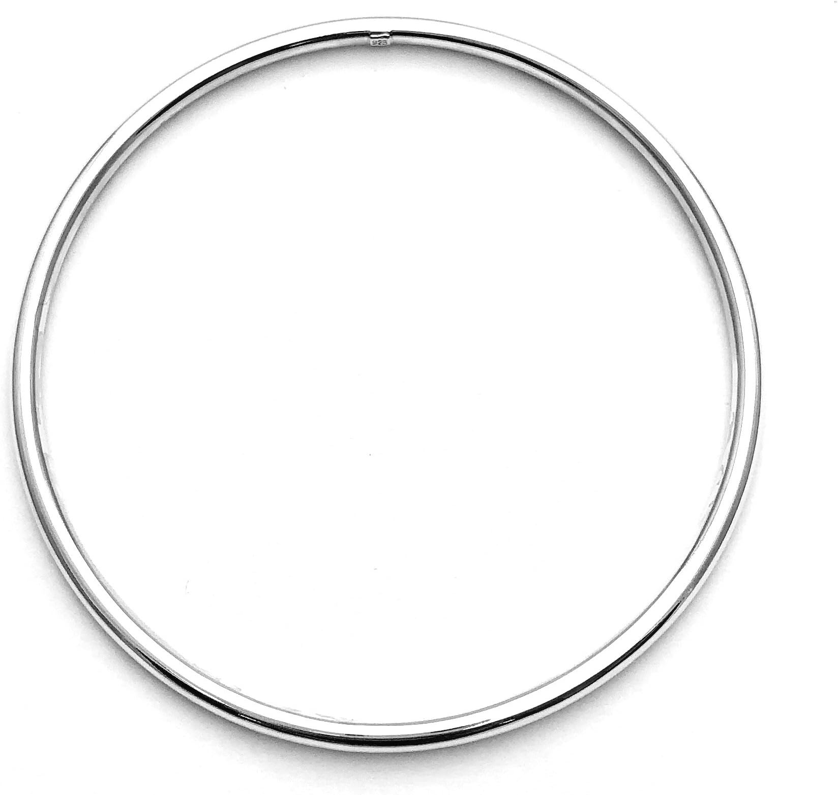 925 Sterling Silver Slave Round BANGLE Bracelet Circumference 22 cm & 3 mm Thickness
