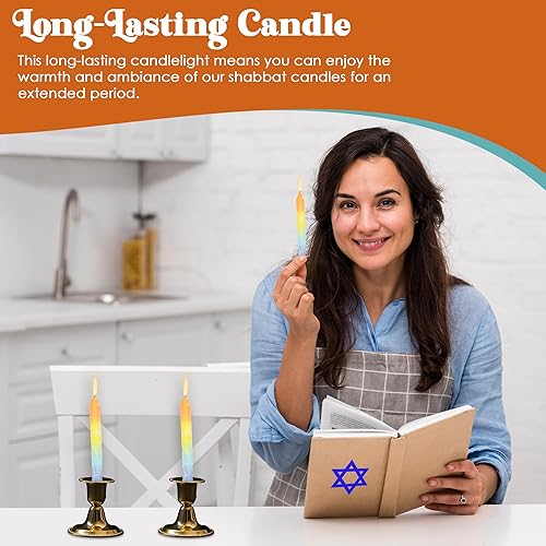 Miniatura 37 de Majestic Giftware /Safed Candles - Paquete de 12 velas Shabat (SC-SHTR-T) Velas tradicionales de Shabat hechas a mano de 5 pulgadas sin goteo Se