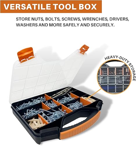 Miniatura 4 de Massca Caja organizadora de hardware con divisores – Organizador de piezas pequeñas de 18 compartimentos con tapa con bisagras accesible –