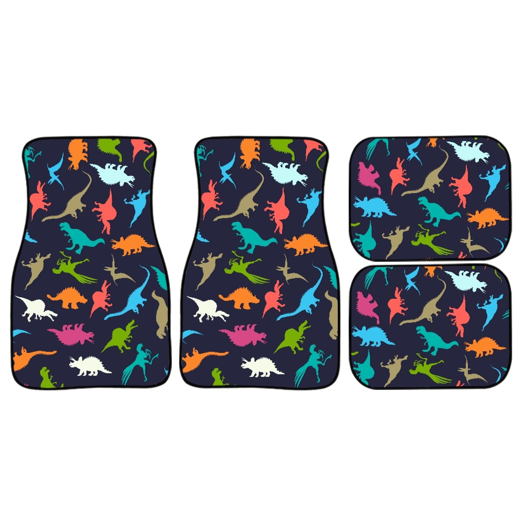 YINGQIGUAN Cartoon Dinosaur Car Floor Mats Carpet Universal Colorful Dinosaur Silhouettes Doodles Illustration Floor Mats for Cars Vehicle — view 6