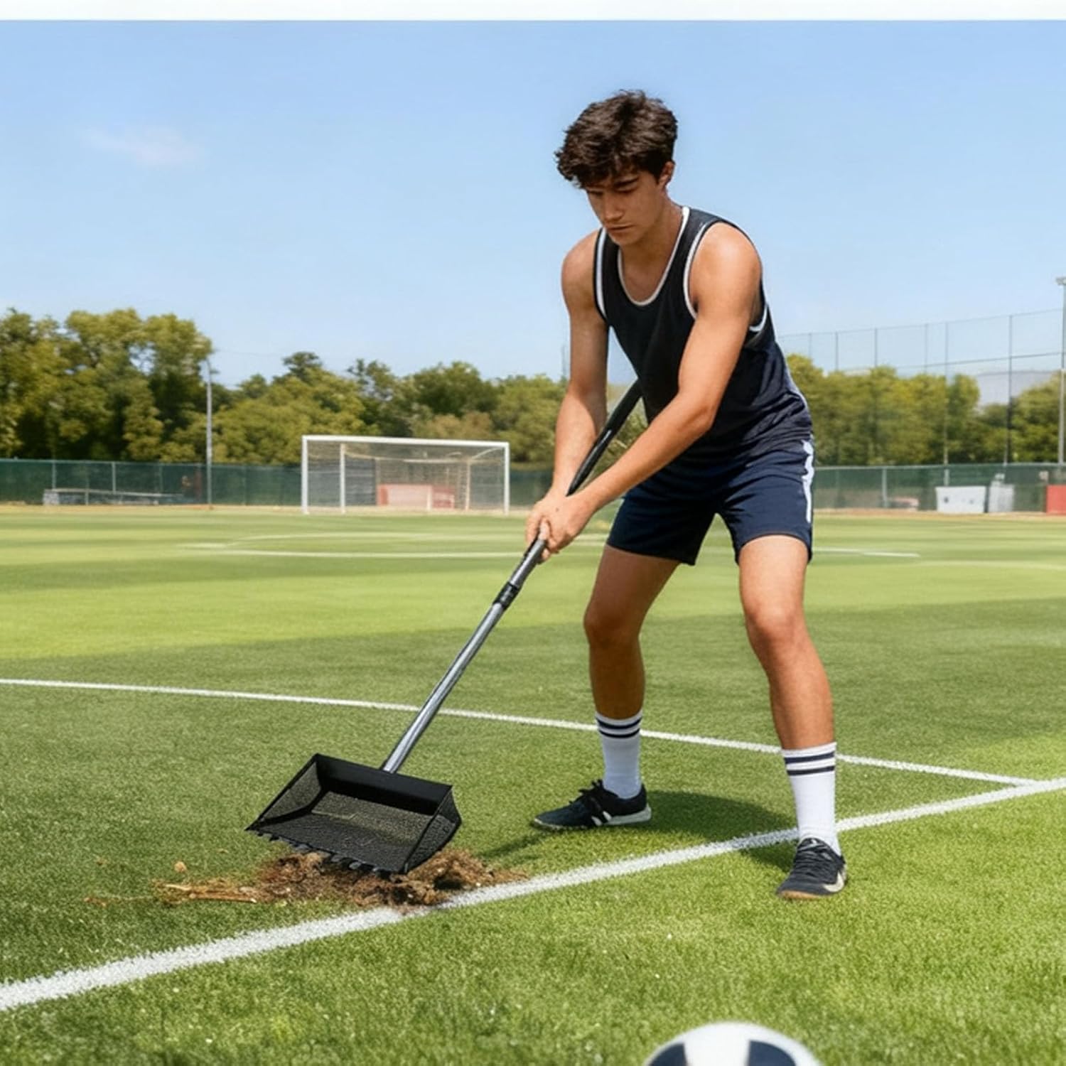 Fabater Chicken Poop Scooper & Rake, 2 in 1 Metal Chicken Coop Scooper for Sand with Adjustable Stainless Steel Handle, Litter Sifting Shovel for Chicken Coop Pet Waste