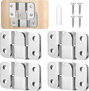 Flush Mount Bracket 4 Pairs Interlocking Flush Mount Bracket with Screws Headboard Wall Mounting Brackets Large Picture Hanger Hanging Buckle Furniture Connector Sectional Couch Connectors
