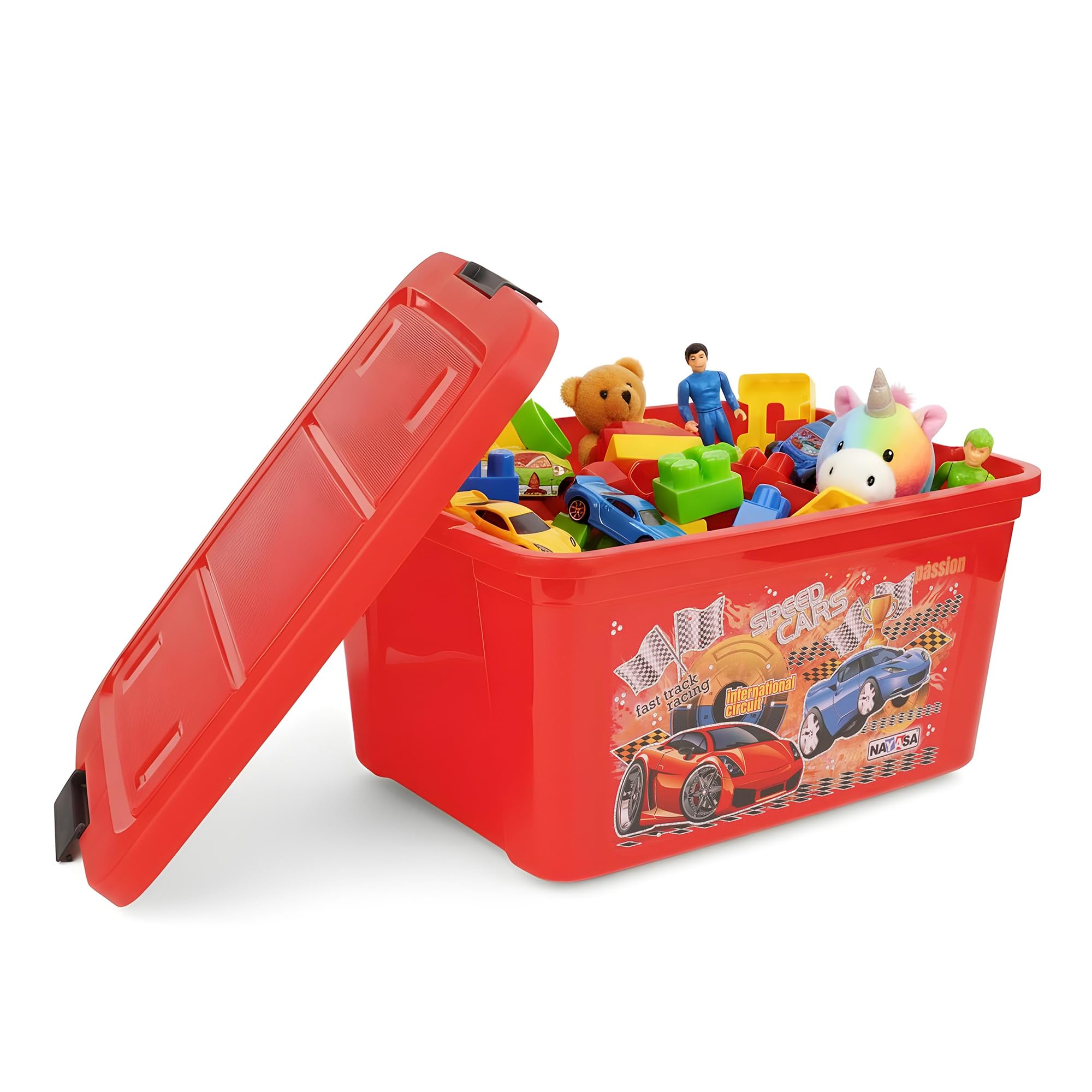 Nayasa Plastic Rectangular Toy Box (Red, Standard) | Plastic Storage container for toys | Multi-purpose Storage Box-image-16