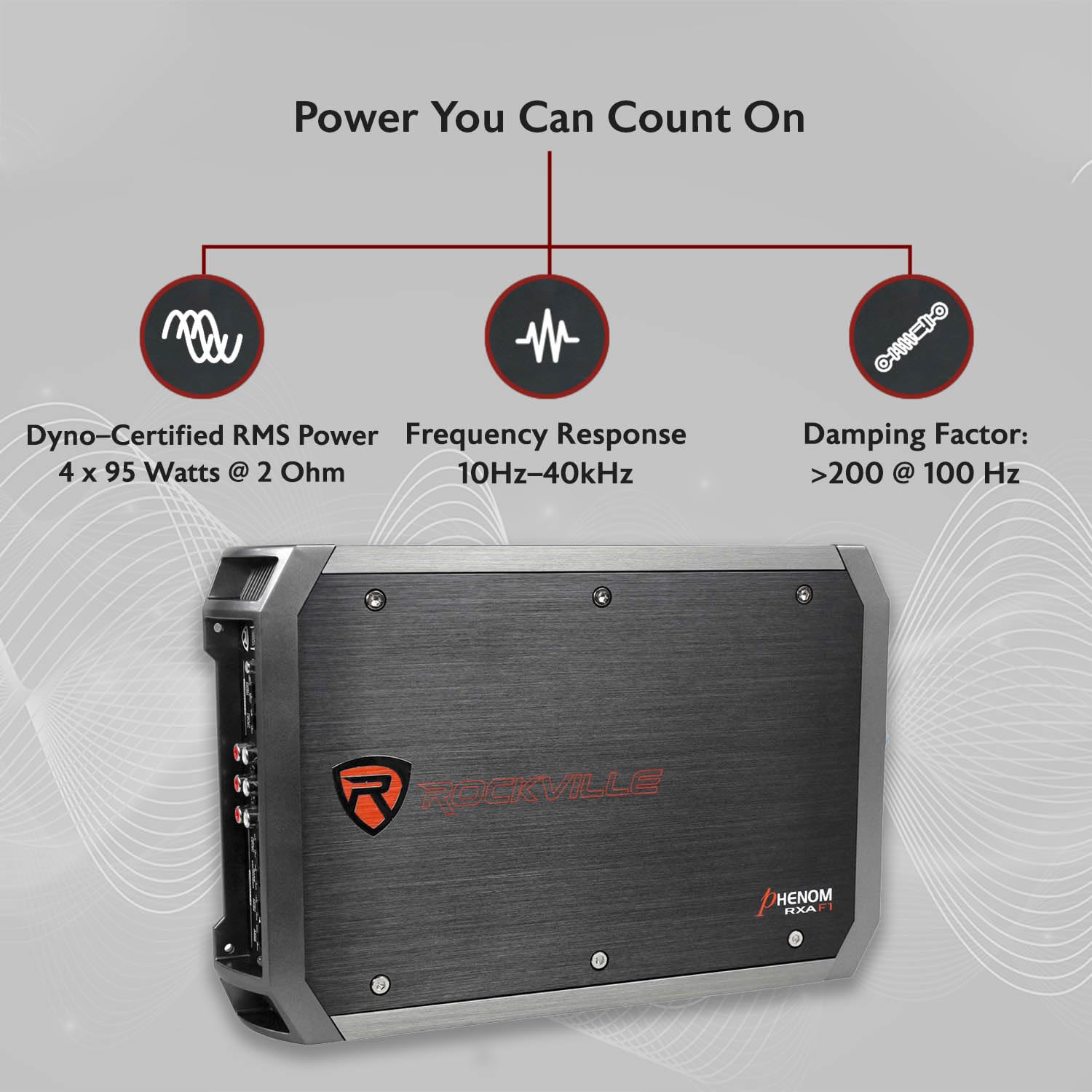 Rockville RXA-F1 1600W 4-K Auto Verstärker, Dyno-zertifiziertes RMS, MOSFET Netzteil, ELNA Kondensatoren, Klasse A/B, perfekt für Car Audio und Subs