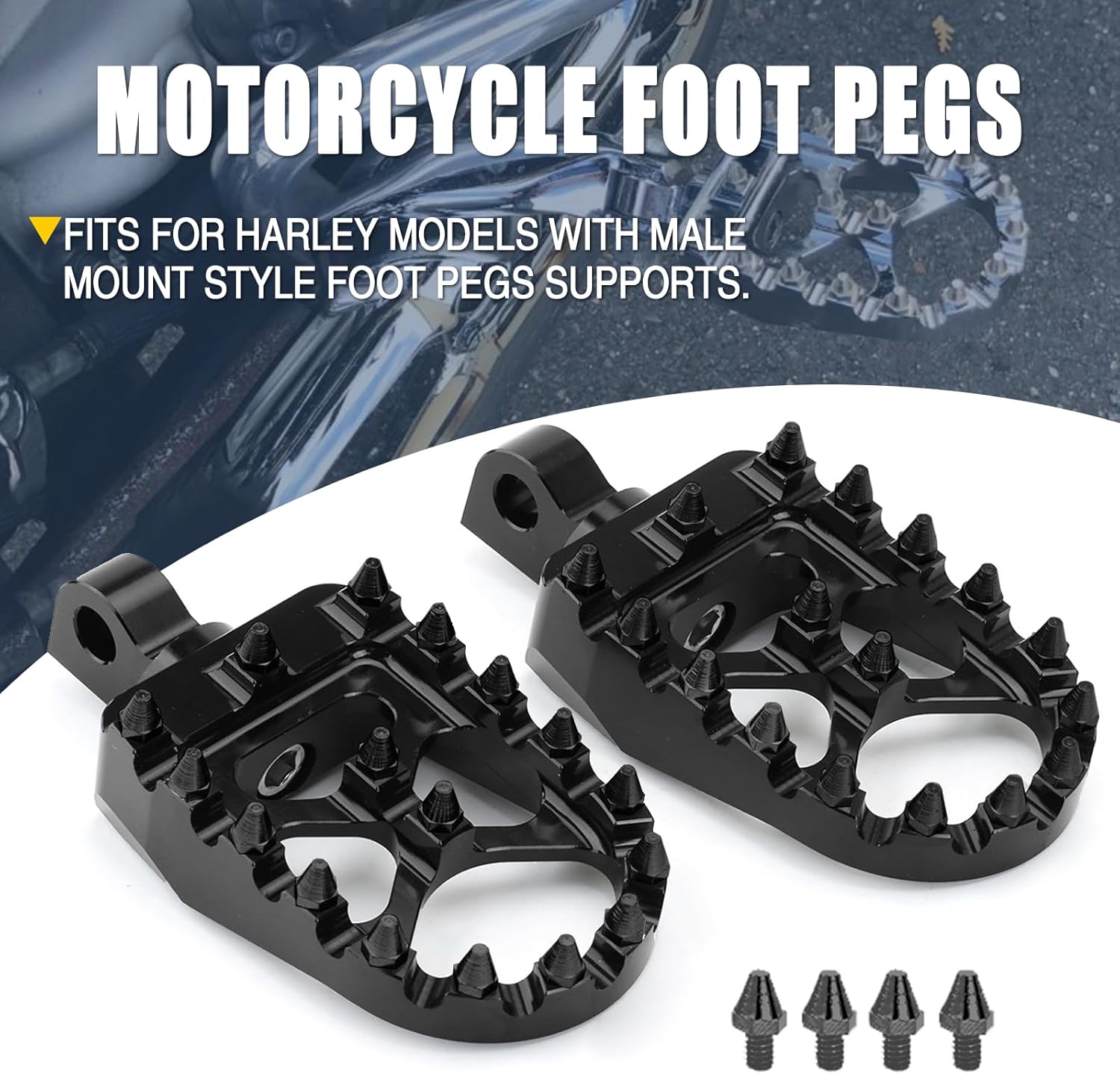 Motorcycle Foot Pegs MX Wide Pegs Floorboards for Dyna Fat Bob Touring Road Glide Road King Street Glide Electra Glide Sportster XL XR 883 Softail Streed Bob Fat Boy Universal (Black)