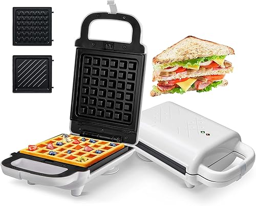 Miniatura 1 de Sandwichera eléctrica 2 en 1 mini waflera con rejillas antiadherentes extraíbles antidesbordamiento luces indicadoras LED para personas sobre la