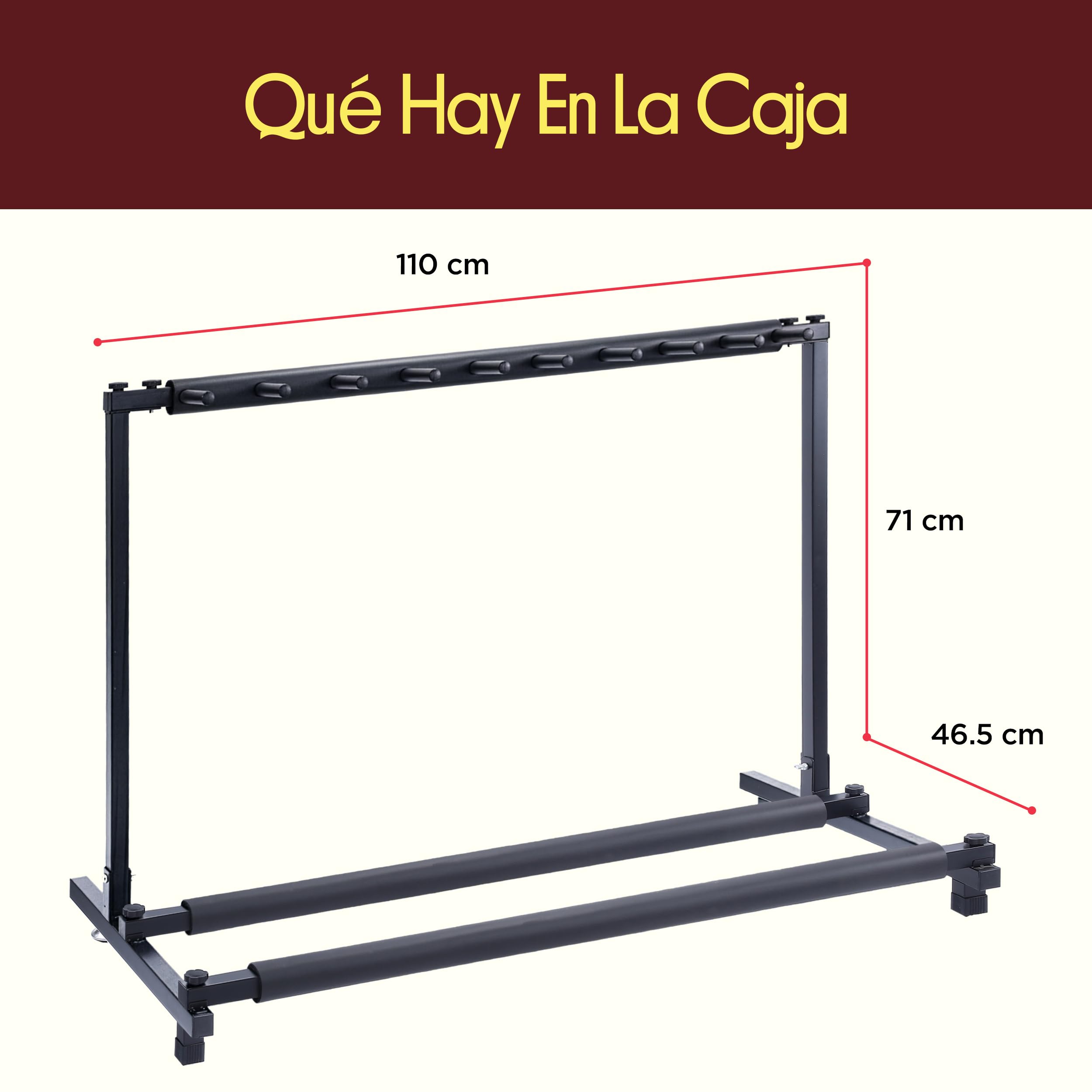 Pyle soporte para guitarras, 9 compartimientos, Portatil y plegable, Con acolchado de espuma, Ideal para acusticas, electricas y bajos