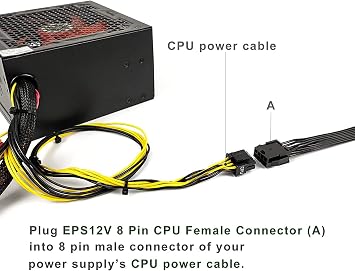 Alfais 4695 EPS 12V CPU Dişi To ATX 8+4 Pin Power Supply Çevirici Dönüştürücü Adaptör Kablosu