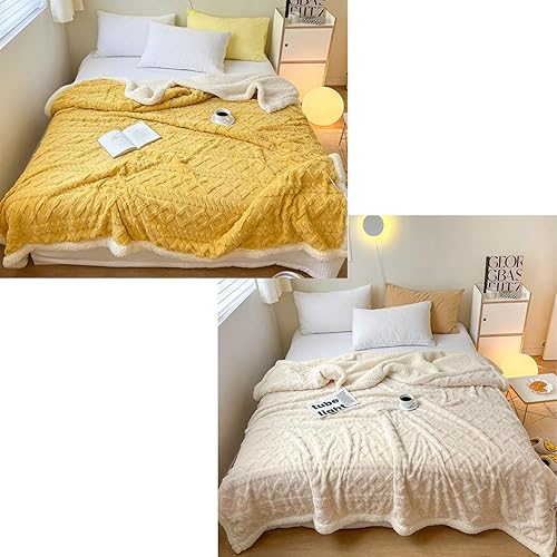 Miniatura 6 de Manta gruesa de imitación de cachemira, suave manta de piel sintética Sherpa para otoño, acogedora manta de vellón para cama, tamaño King extra