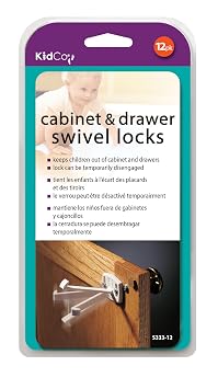 KidCo 12 Count Swivel Cabinet and Drawer Lock, Cabinet Locks Baby Proofing - Child Proof Drawer Locks - Child Safety Cabinet Latches