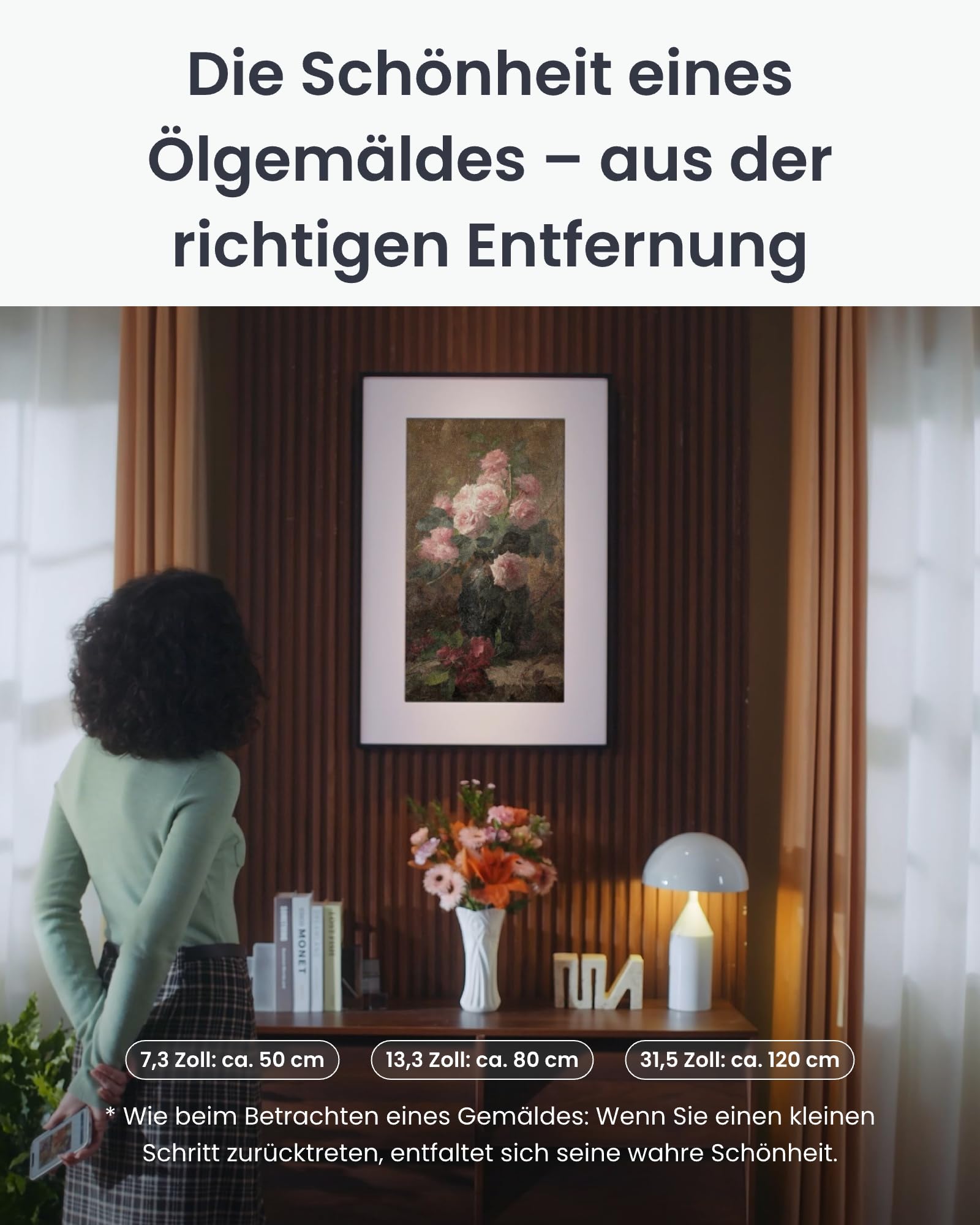 SwitchBot KI Art Frame 7.3'', Kabellos Digitaler Bilderrahmen, Elektronisch-Ink-Bilderrahmen, Extrem Lange Akkulaufzeit, Tisch und Wandmontage, Alexa Kompatibel, KI-Generierte Kunst