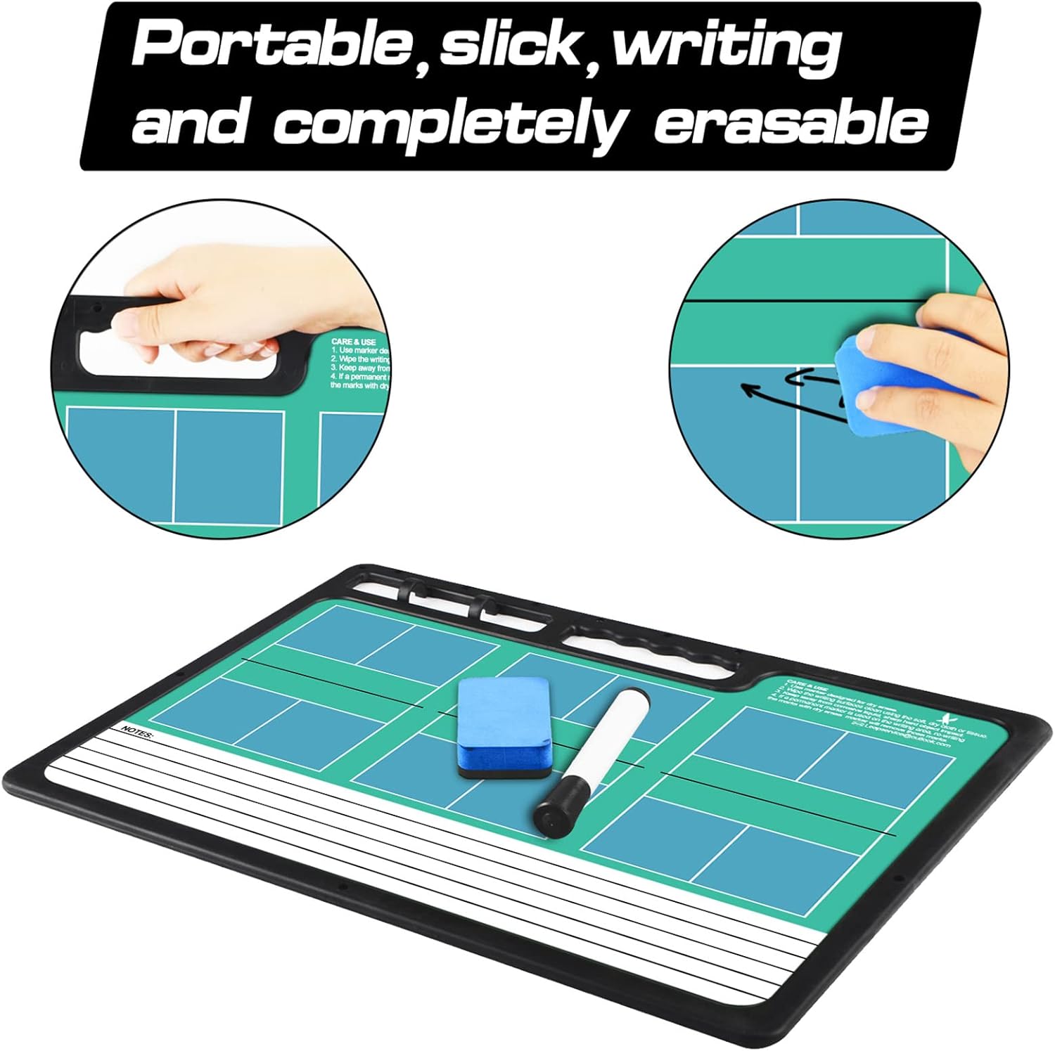 LEAP Coach Board Premium Tactical Clipboard Two Sides with Full & Half Court Dry Erase Marker Board for Basketball, Baseball, Soccer, Football, Hockey
