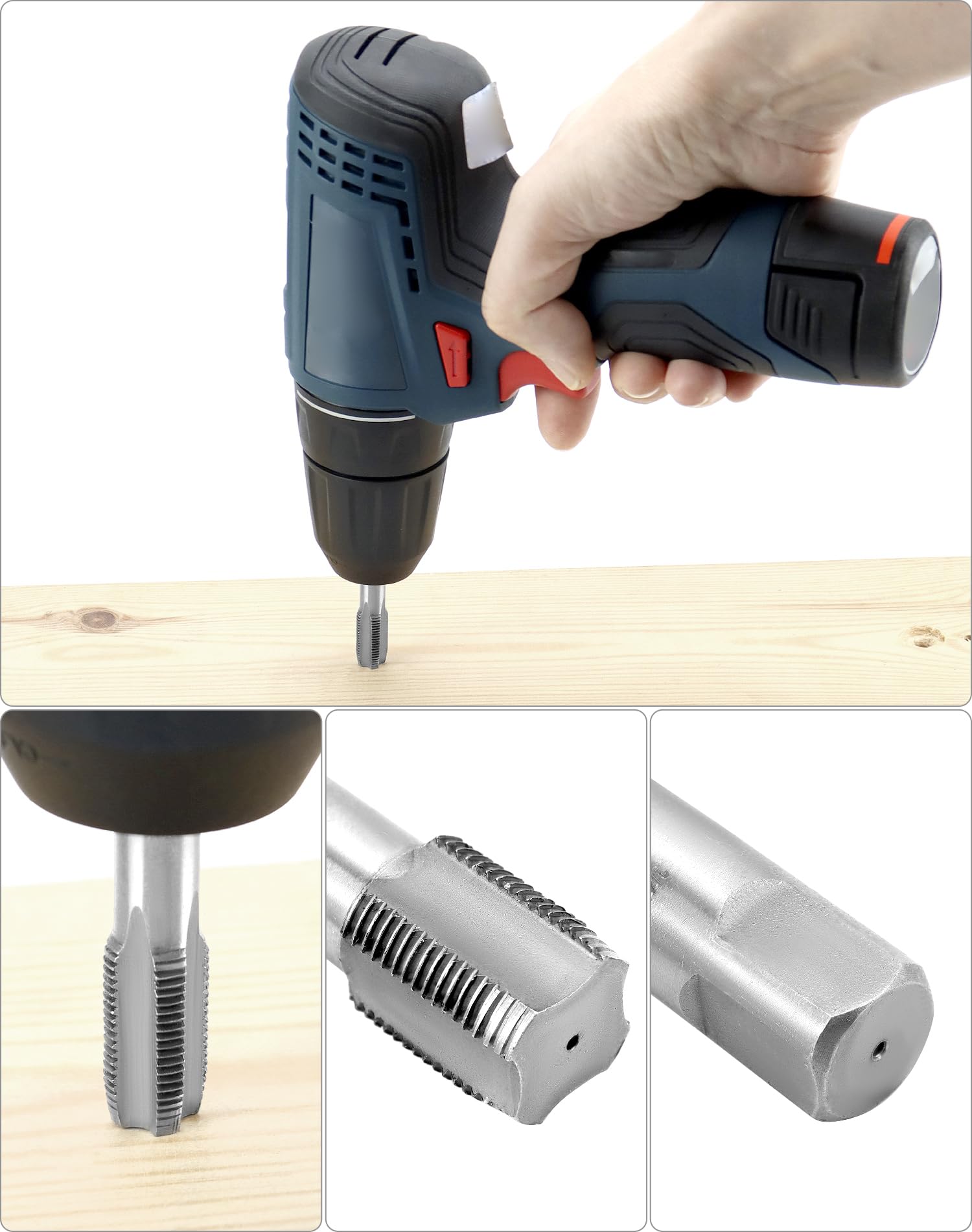 QWORK® 5 pezzi Set di Maschi a Tubo in acciaio, BSP da 55 gradi, adatto per giunti di tubi dell'acqua, riparazioni auto e macchinari, G1/8 G1/4 G3/8 G1/2 G3/4
