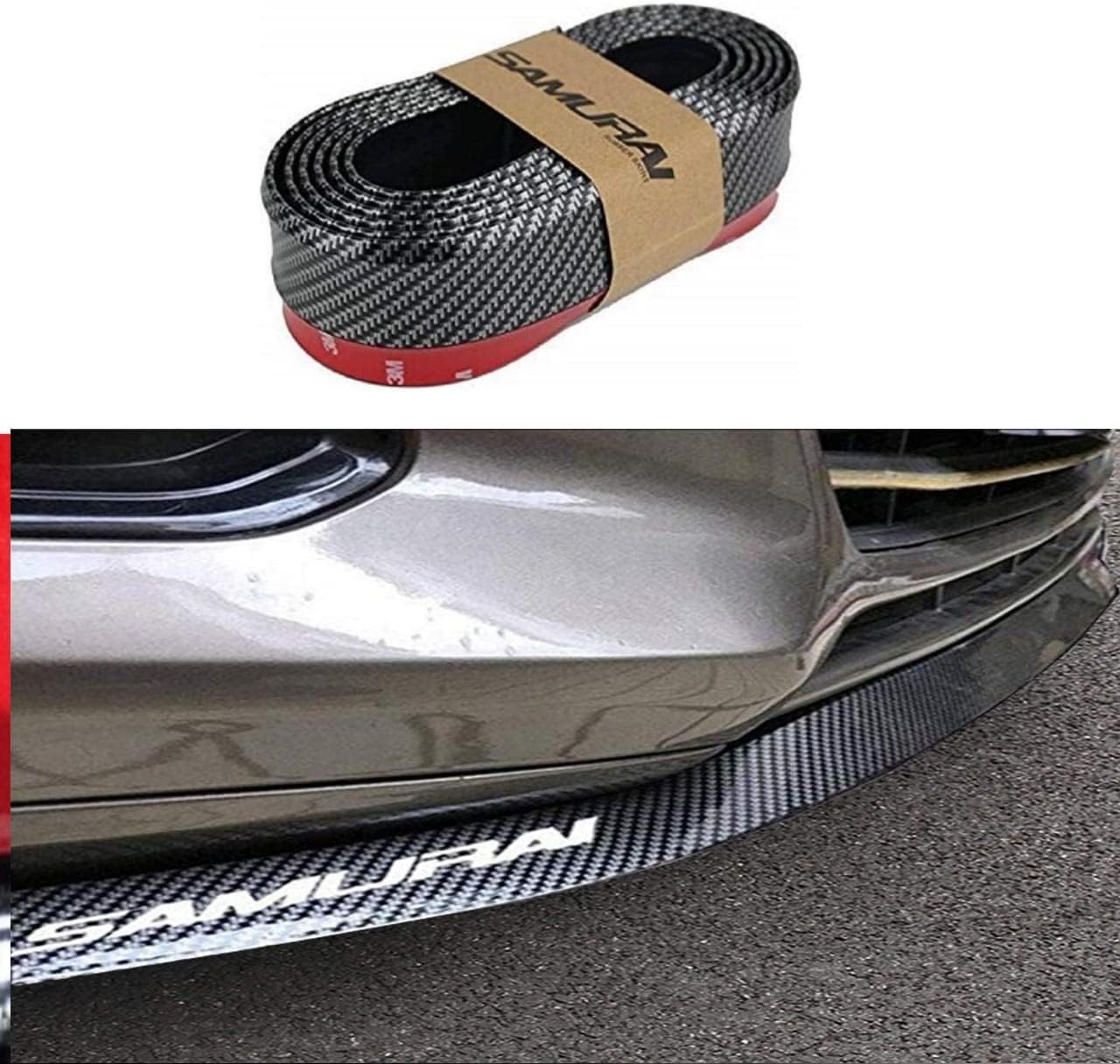 Detachi SR-2022 Front Bumper Protector Lip | Car Samurai Bumper Protector | Black Car Body Kit Bumper Lip Side Skirt Rubber Compatible with All Cars Set of 1 (2.5 Meter)