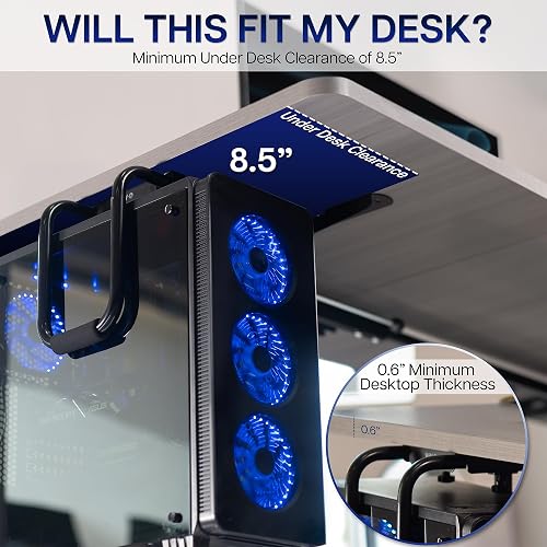 VIVO Heavy Duty Adjustable Under-Desk PC Mount, Computer CPU Holder with Secure Locking, Supports up to 30kg, Black, MOUNT-PC04B - 5