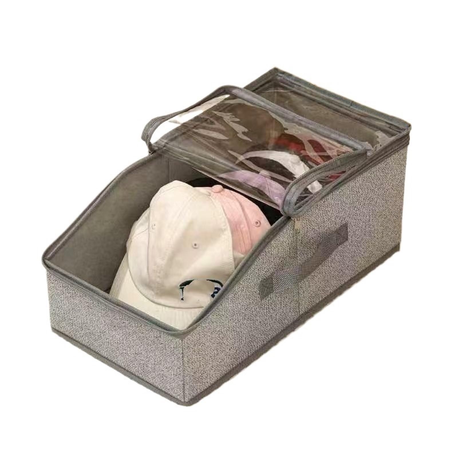 YAOHY Hat Storage for Baseball Caps, Stackable Hat Organizer with Clear Window, for Closet, Bedroom, Wide Hat Box with Cardboard
