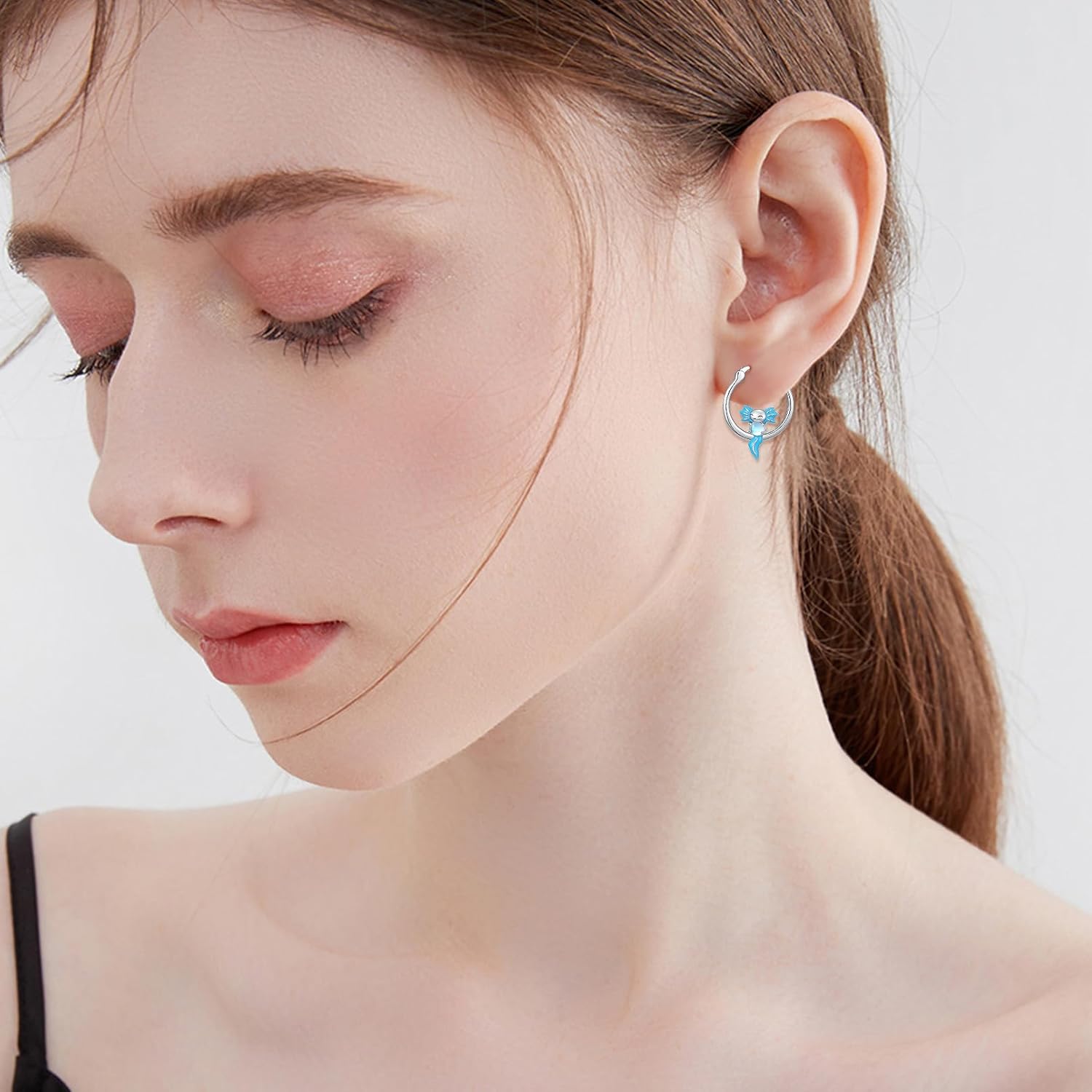 Salamander Hoop Earrings for Women S925 Sterling Silver Pink Salamander Hoop Earrings Cute Animal Jewelry Gifts for Women Her Mom Wife Girlfriend Grandma on Valentines Mothers Day Christmas Anniversary Romantic - Image 4