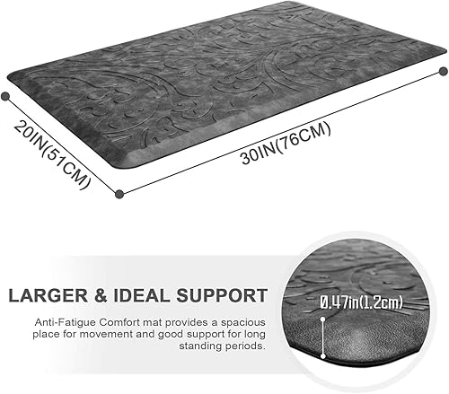 Miniatura 32 de KMAT Tapete de cocina acolchado antifatiga, impermeable, antideslizante, tapete ergonómico y cómodo para el hogar, oficina, fregadero, lavandería