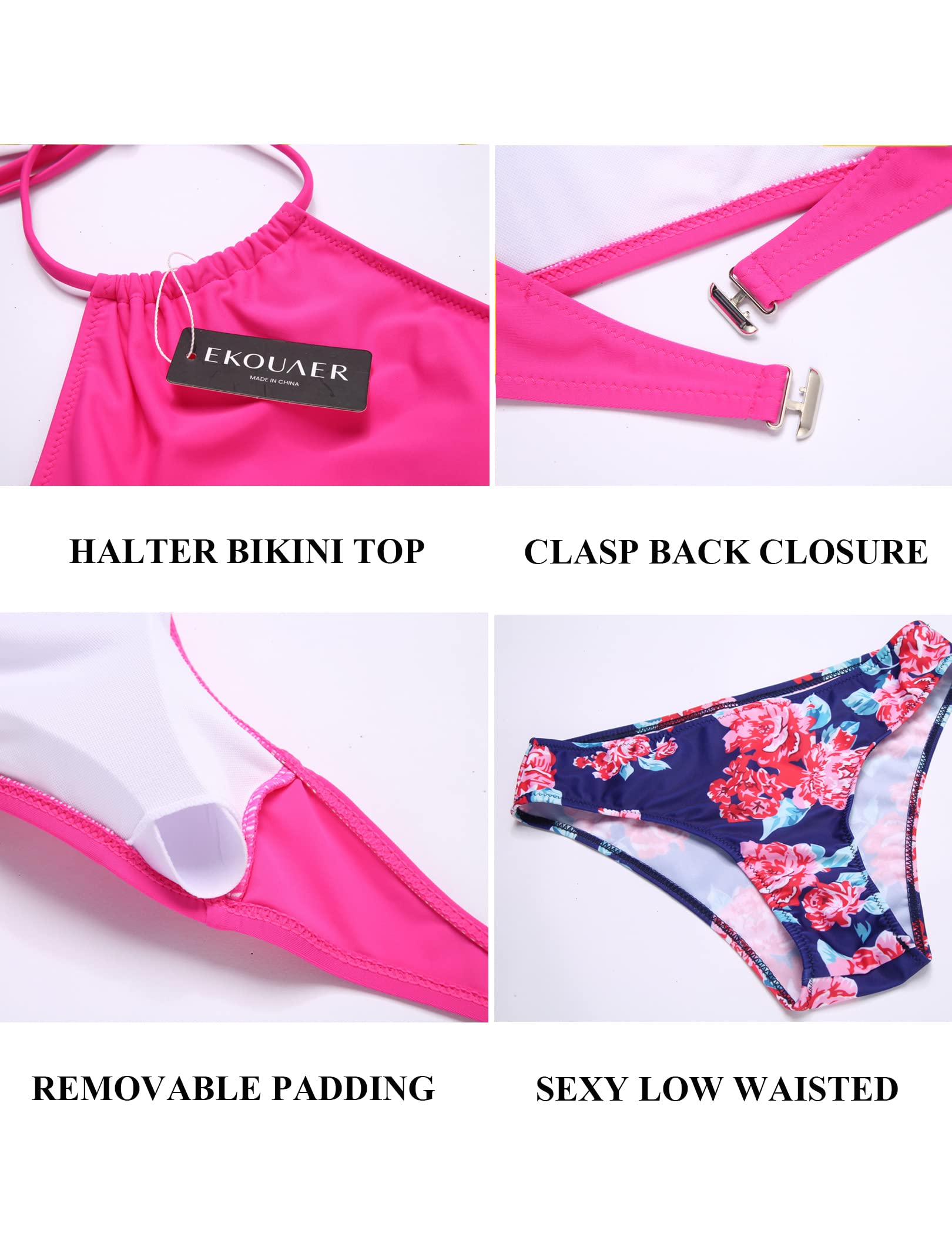 Ekouaer Maillot de Bain pour Femme Motif Feuilles de forêt - - Taille