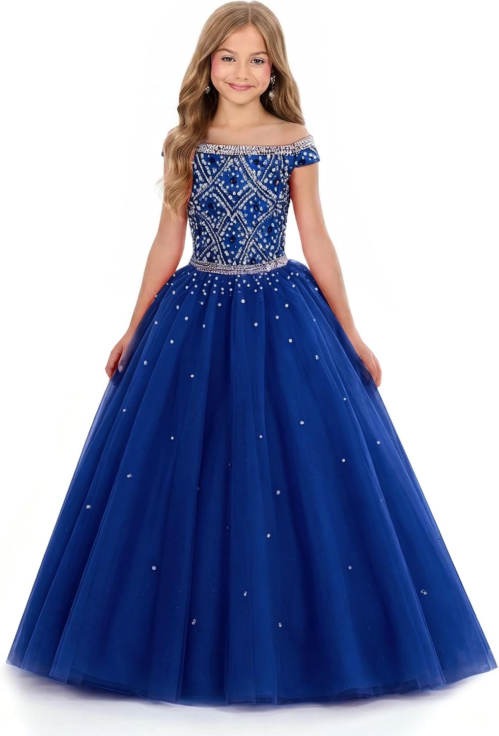 Girls Pageant Dresses Off The Shoulder Tulle Formal Ball Gown