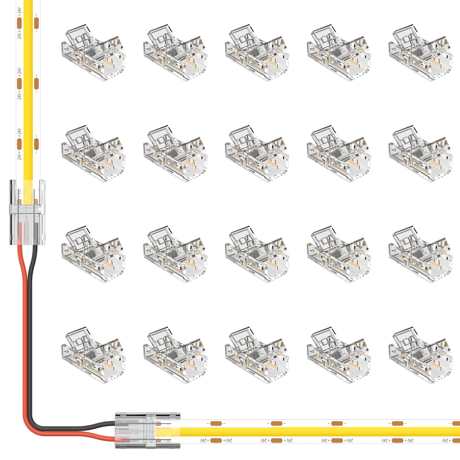 Snapklik.com : 8mm Connectors Kit For 2-Pin COB LED Strip,20Pcs Strip ...