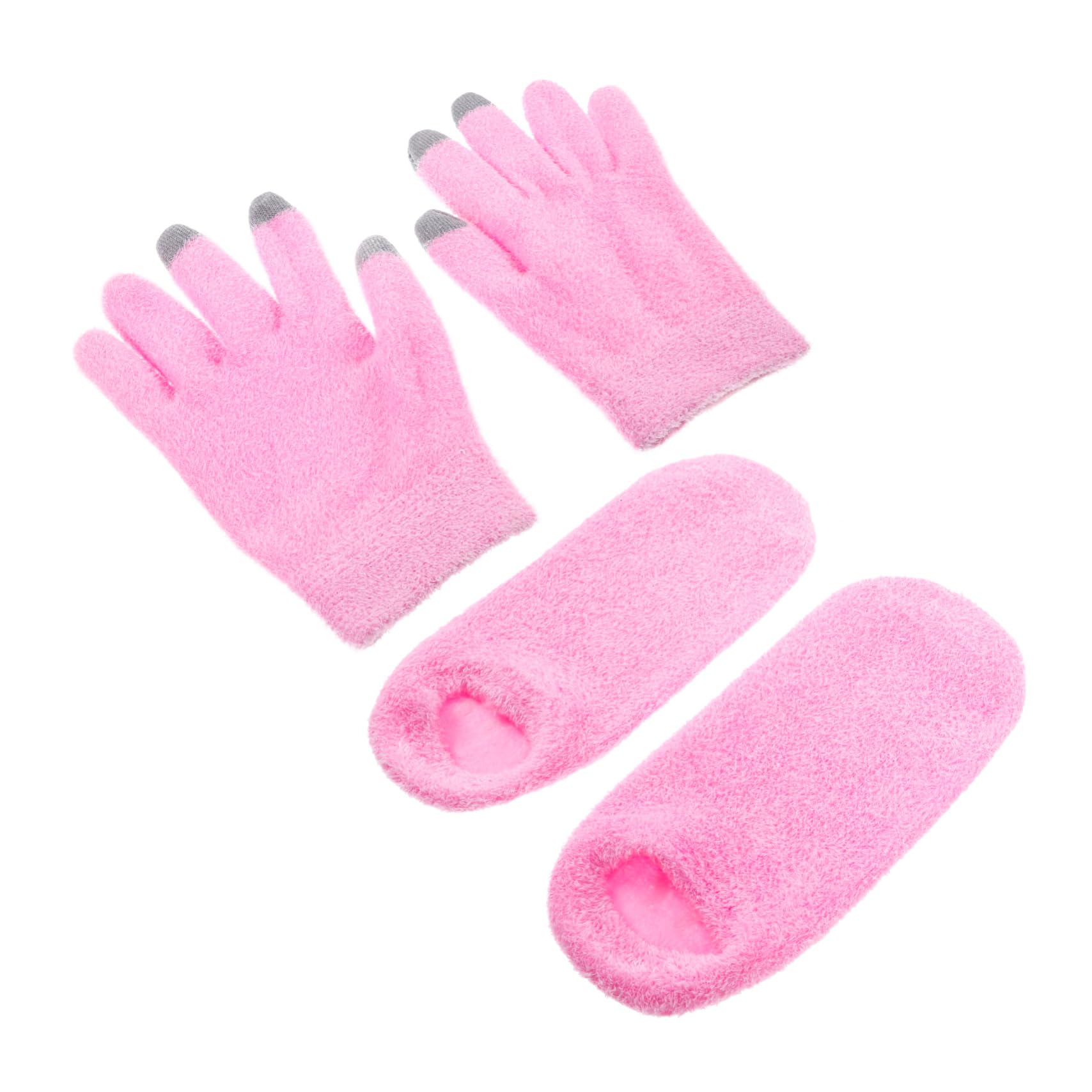 minkissy 5 juegos de guantes y pies, calcetines para mujer, guantes hidratantes, guantes hidratantes, para mujer, tela rosa, manos secas, hilo para mujer