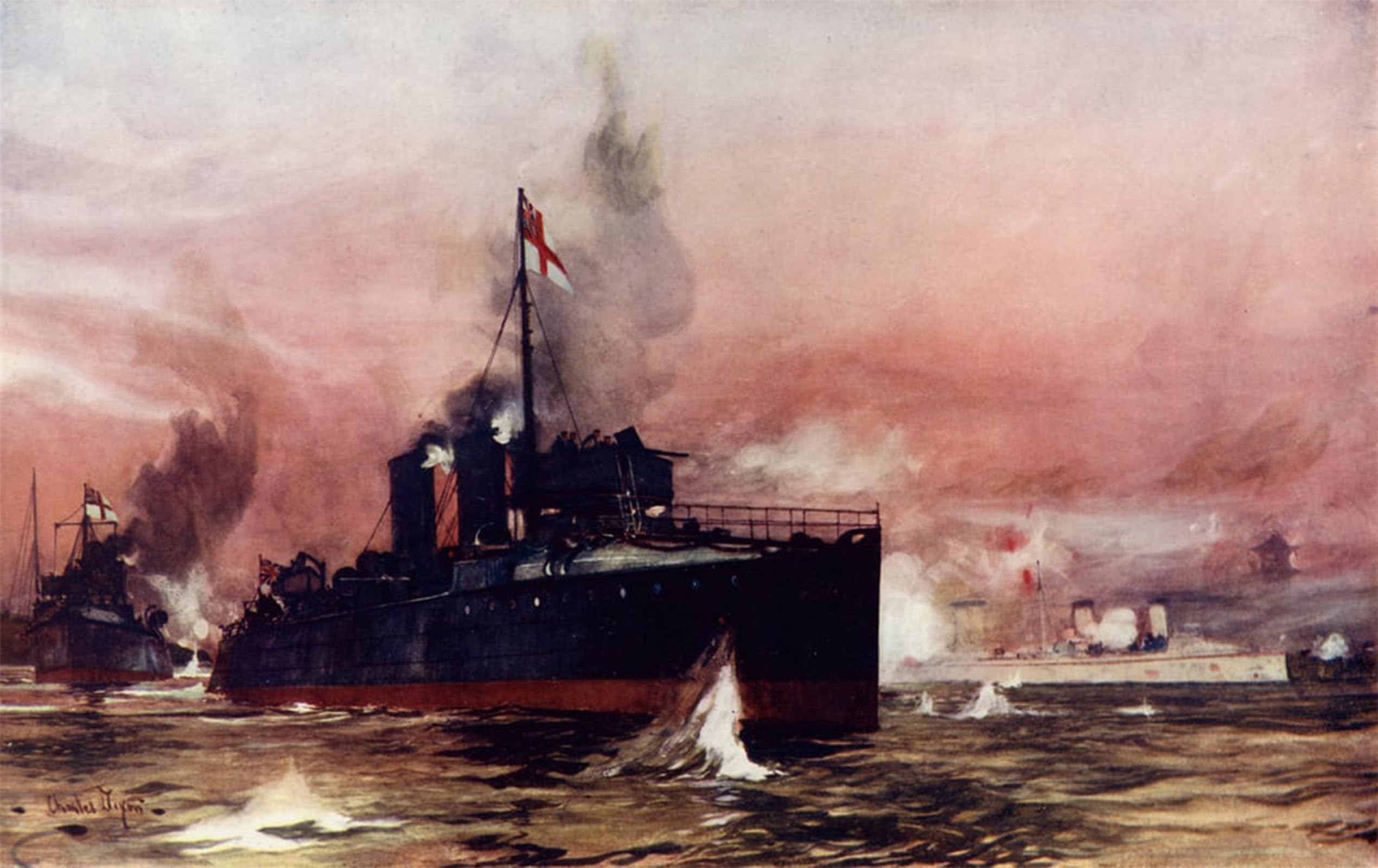 Posteriik No Frame Famous Modern Artwork Art Mural The Fame In The Attack On Taku By Charles Edward Oil Paintings Pictures For Home Decor 60X90cm