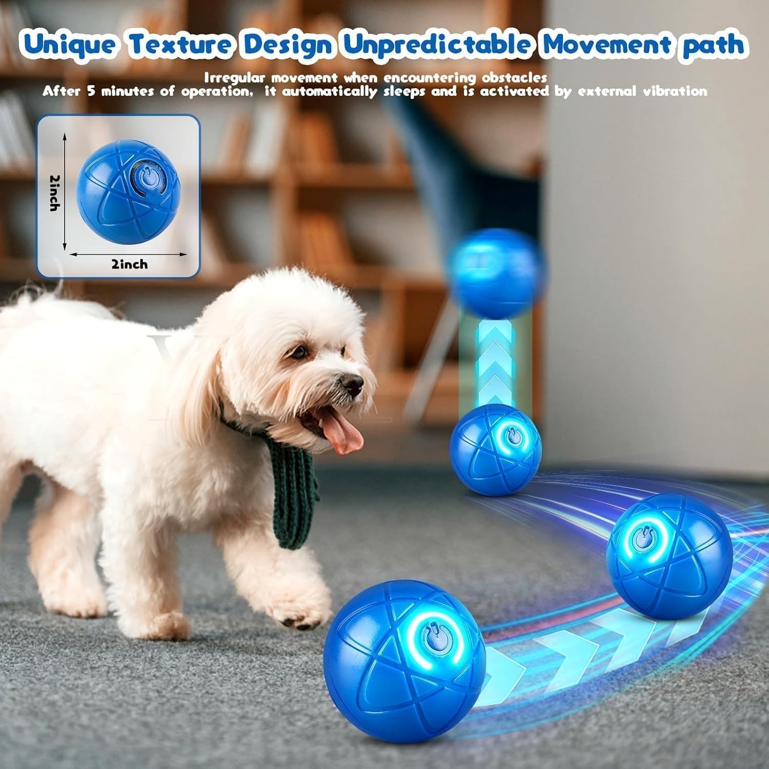 2 Pcs Shaky Ball Toy for Dogs, Vibrating Dog Balls, Interactive Dog Balls, Smart Jumping Ball Toy, Automatic Rolling, Keep Them Busy, Suit for All Dogs(Blue+Orange) — view 2
