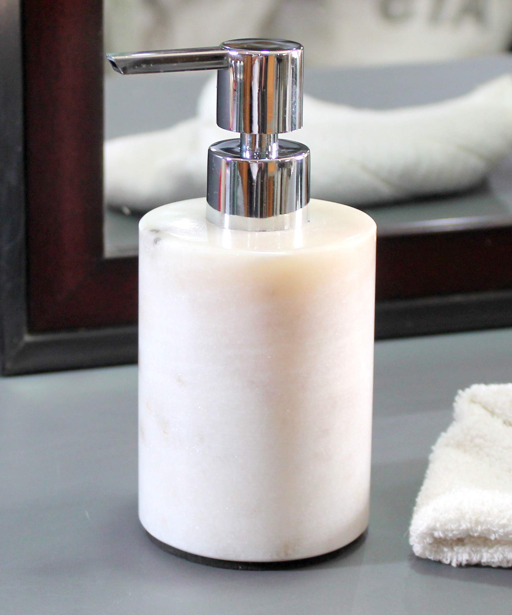 KLEO Soap Dispenser Lotion Dispenser - Made of Natural Stone - Luxury Bathroom Accessories Bath Set (White) - Image 2 thumbnail