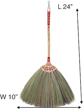 1 Piece of 24'inch Tall of Thai Natural Grass Broom and 1 Piece of Loincloth Storage Bag Asian Broom Hand Broom Duster Grass for dusting Dirt and dust