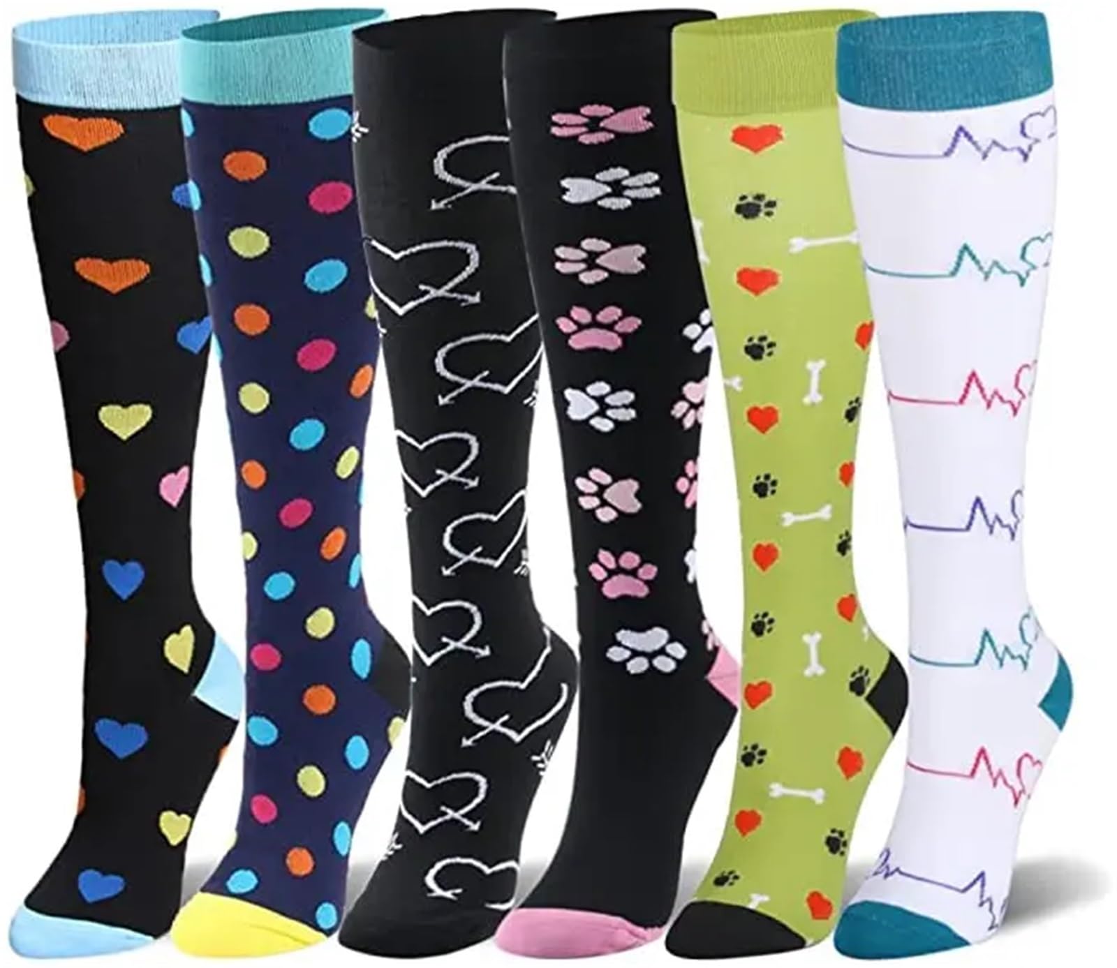 Calze Compressione Calzini A Compressione For Leggings Da Corsa, Da Calcio, Unisex, For Adulti, Edition Network, Calzini Da Infermiere Rossi A Pressione, Da Uomo(MIX006-9,S-M)