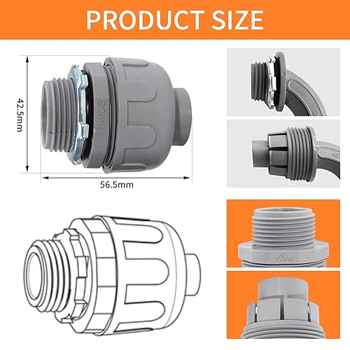 Miniatura 2 de Conector hermético de líquido de 34 pulgadas, accesorios de conducto eléctrico de PVC, conector de conducto flexible recto de 180 grados para el
