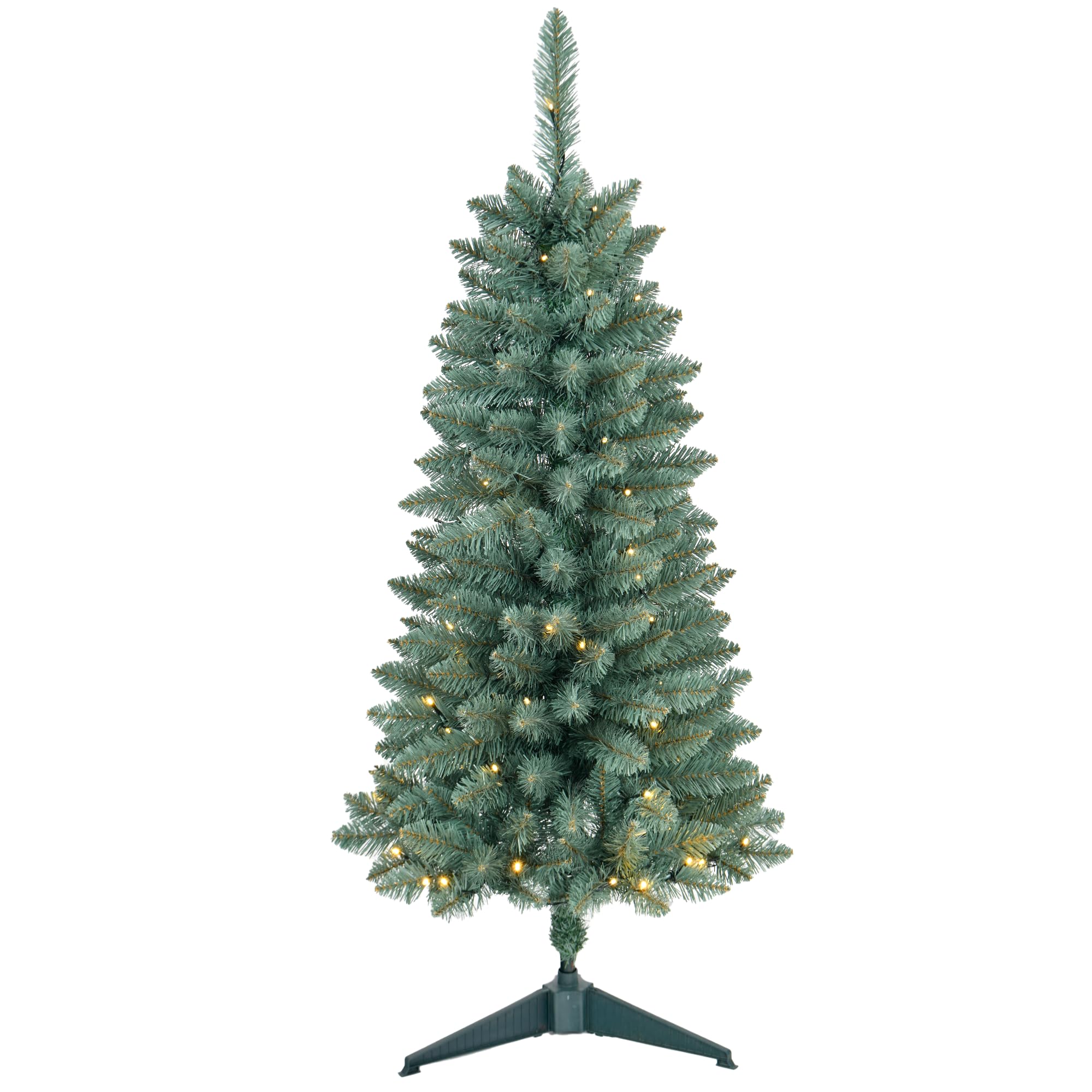 Sapin de Noël artificiel pré-éclairé de 0,9 m, fonctionne à piles avec 50 LED et 160 branches, mini sapin de Noël décoratif d'intérieur et d'extérieur