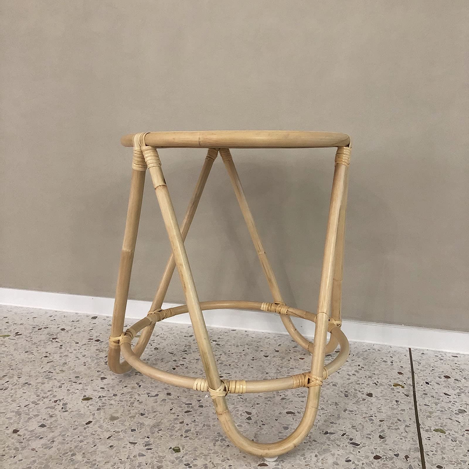 Tisch aus gehärtetem Glas und Rattan, Rattan-Teetisch, natürlicher Stil, Wohnzimmer-Beistelltisch, Eck-Ausstellungstisch, kompakte Couchtische, Terrassen-Freizeittisch, a, 50 x 50 x 51 cm, hergestellt