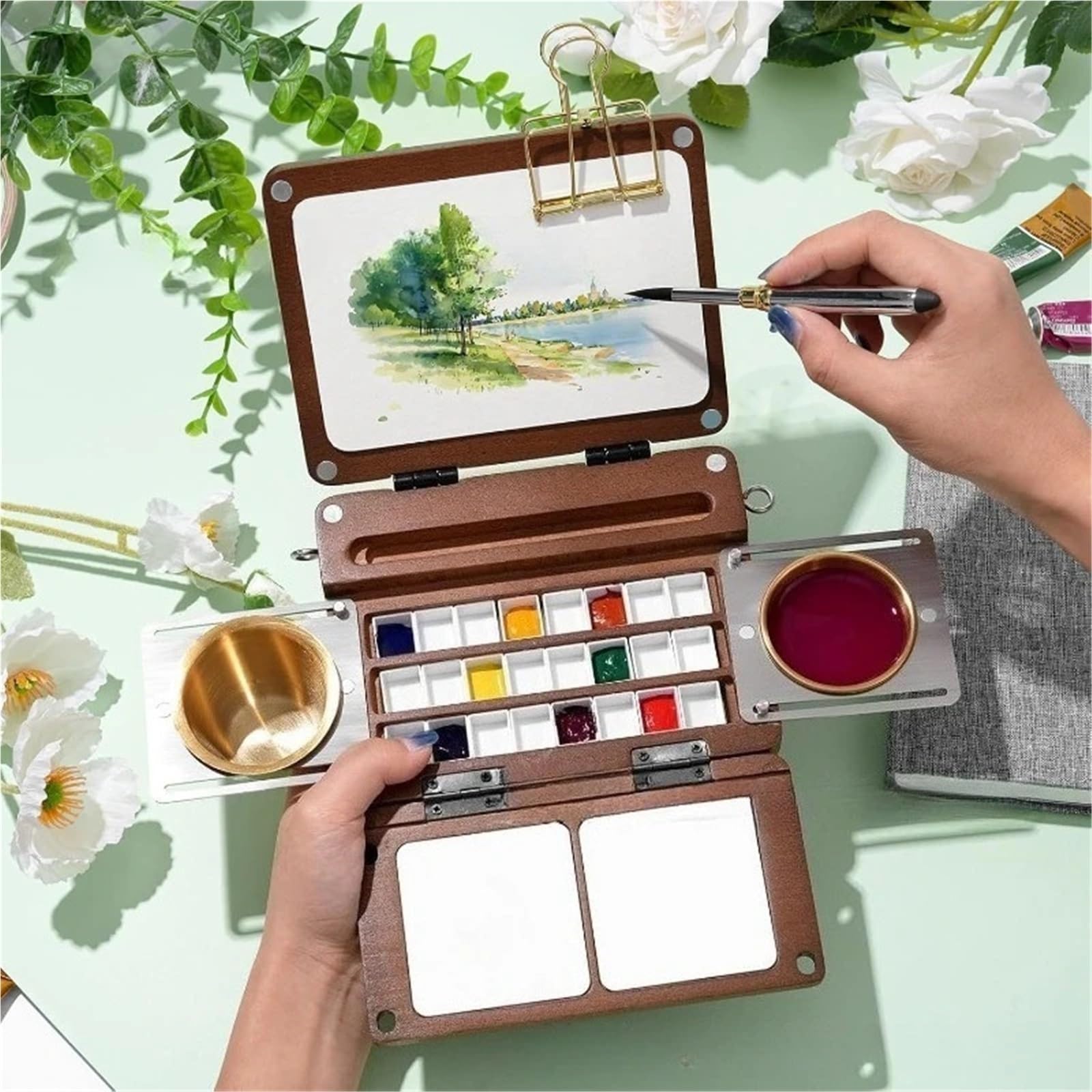 Paleta De Pintura De Madera Plegable Portátil