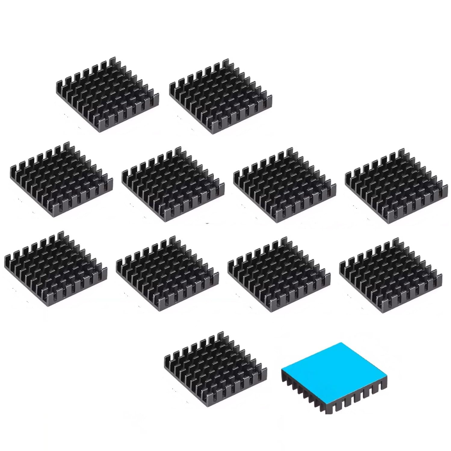 Easycargo 10pcs 28mm Heatsink Kit 28mmx28mmx06mm + 3M 8810 Thermal Conductive Adhesive Tape, Cooler Aluminum Heatsink Fins for Cooling GPU Chips IC Chips Modules (28x28x06mm)