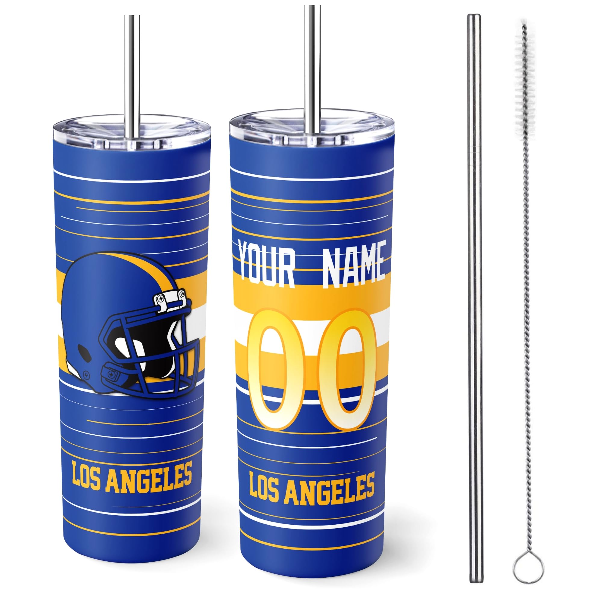 Los Angeles R Tumbler 20oz Travel Mug Custom Name and Number Gifts