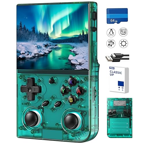 Aivuidbs RG35XX H Linux - Consola de juegos portátil retro 35xx H con una tarjeta 64G precargada 5570 juegos, RG35XXH 3.5 pulgadas IPS pantalla