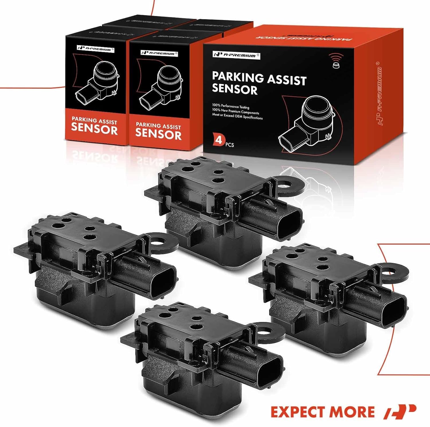 A-Premium 4-PC Front Reverse Backup Parking Assist Sensor Compatible with Select Lexus Models - GS300 2006, GS350/GS450h 2007-2011, GS430 2006-2007, GS460 2008-2011, Replace# 89341-44150, 8934144150